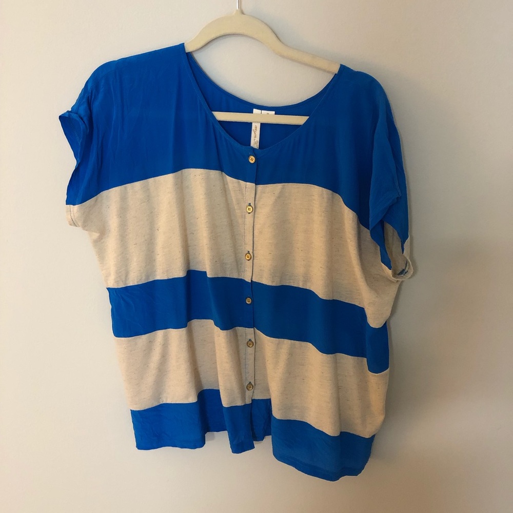 Blue and grey Aryn K top size M